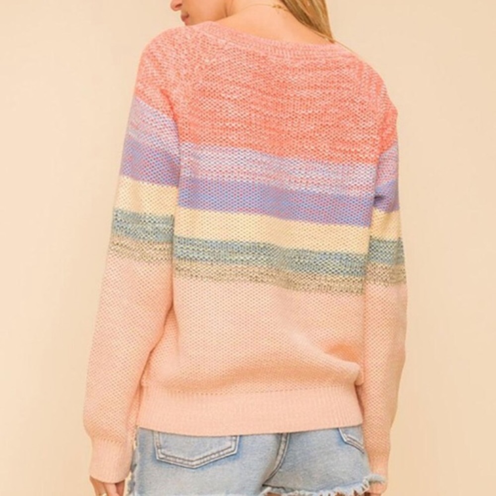 Hem & Thread Colorblock Stripe Pullover Sweater - image 4